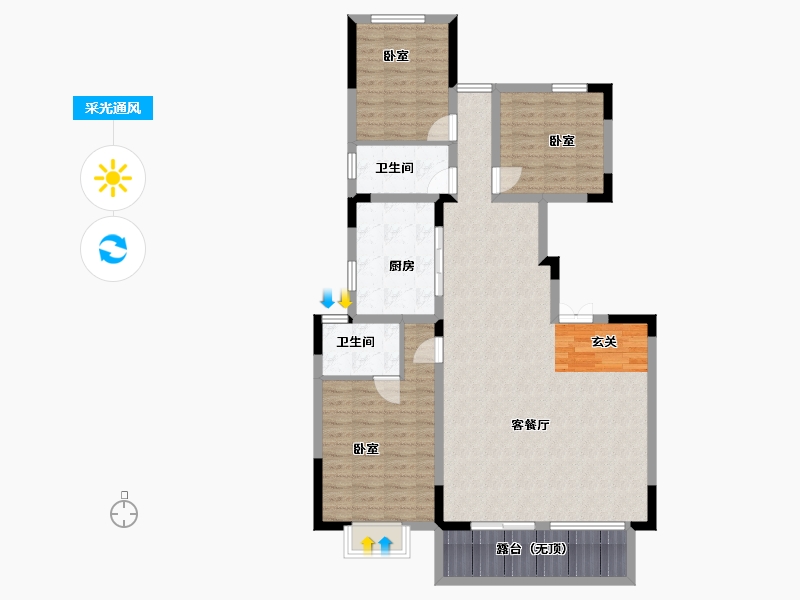 湖北省-武汉市-中建锦绣楚城-111.29-户型库-采光通风