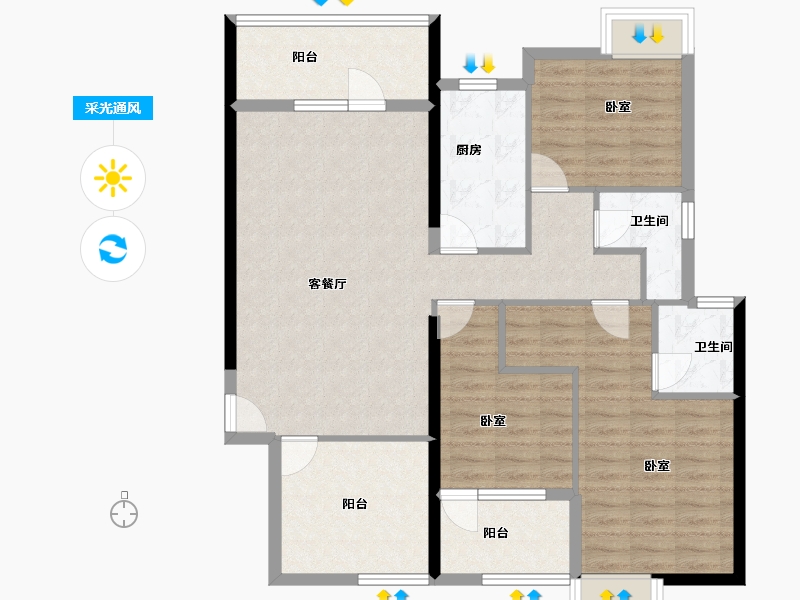 湖北省-武汉市-庭瑞中心-102.49-户型库-采光通风