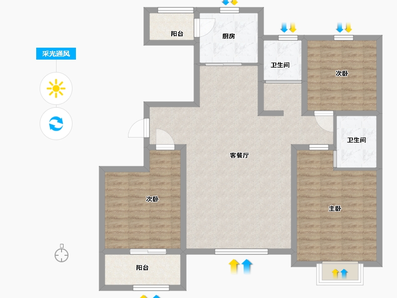 山东省-潍坊市-北斗•山河城-102.40-户型库-采光通风