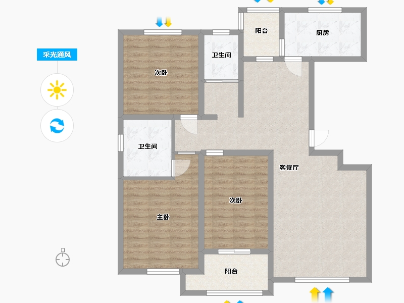 山东省-潍坊市-北斗•山河城-109.40-户型库-采光通风