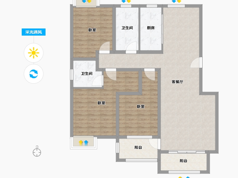 河南省-驻马店市-华府东方-110.61-户型库-采光通风