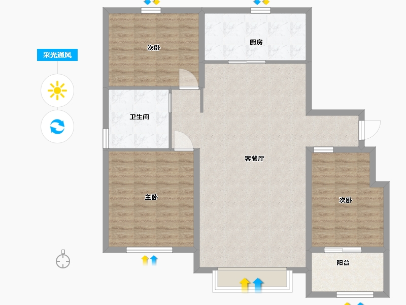 山东省-潍坊市-润地心悦城-108.00-户型库-采光通风