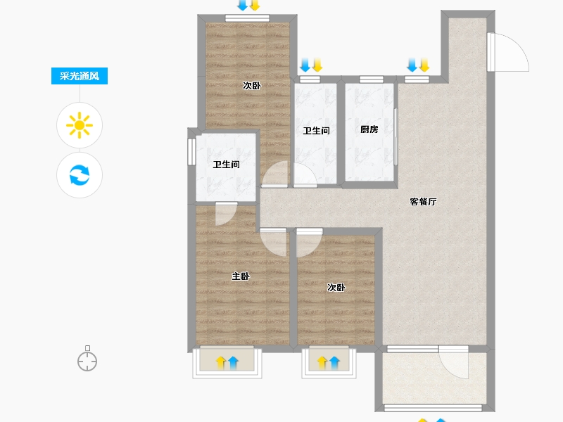 山东省-青岛市-青铁公园里-91.00-户型库-采光通风