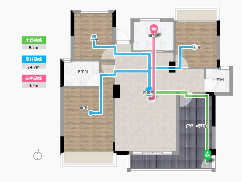 湖北省-宜昌市-梧桐邑·七贤台-104.00-户型库-动静线