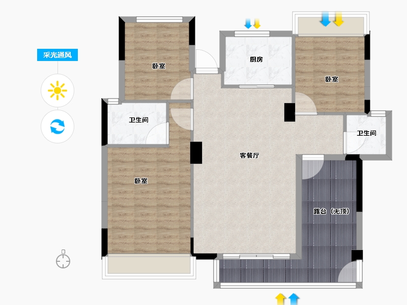 湖北省-宜昌市-梧桐邑·七贤台-104.00-户型库-采光通风