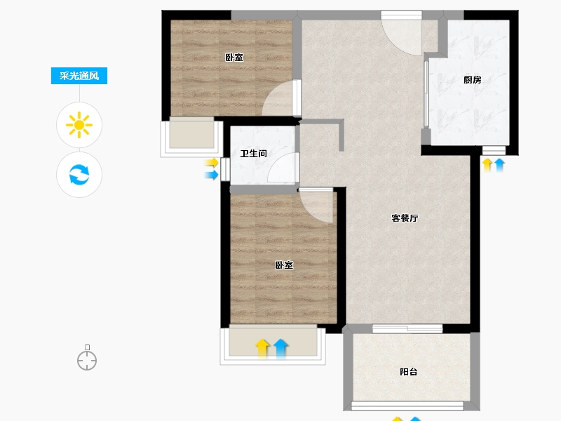 河南省-郑州市-绿地泰晤士新城-62.69-户型库-采光通风