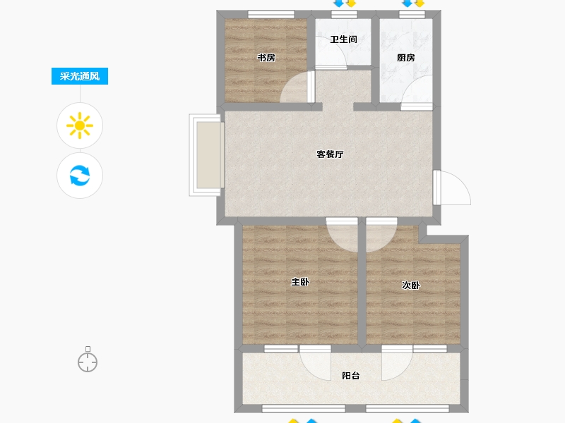 山东省-威海市-迪尚悦海名居-71.66-户型库-采光通风