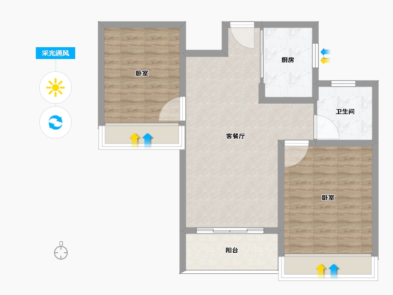 河南省-许昌市-维也纳金域蓝湾-72.54-户型库-采光通风