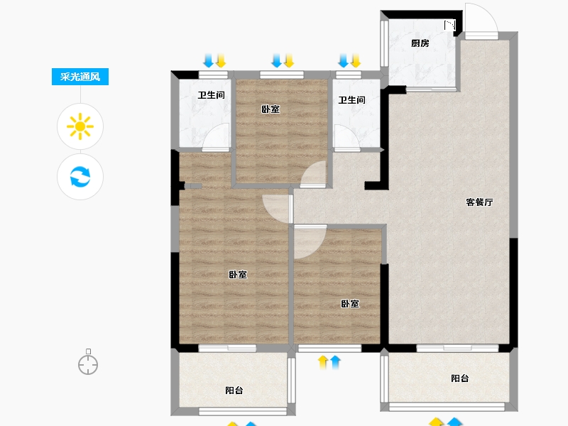 湖北省-荆州市-闽洪·水岸豪庭-94.01-户型库-采光通风