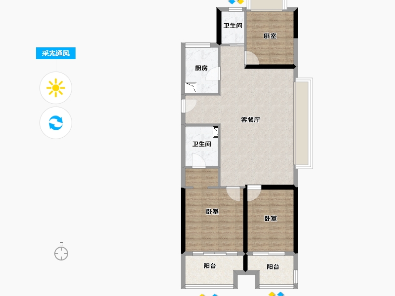 湖北省-襄阳市-融侨城·融侨悦府-88.24-户型库-采光通风