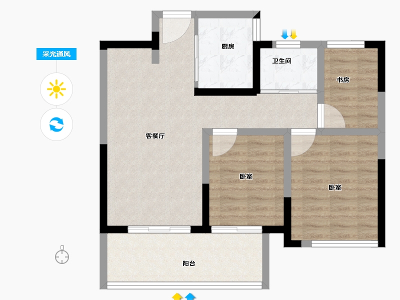 河南省-郑州市-绿地泰晤士新城-71.94-户型库-采光通风