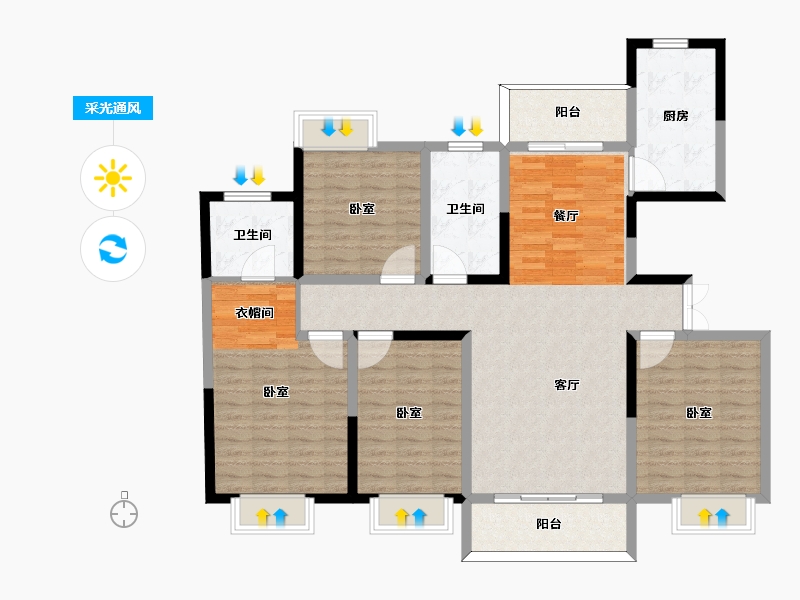 河南省-许昌市-德正西湖春天-127.47-户型库-采光通风