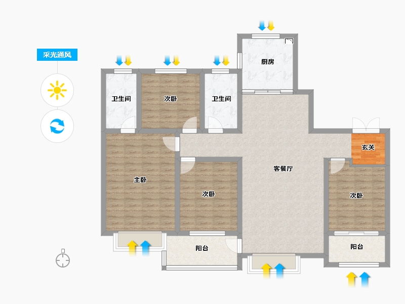 山东省-淄博市-乾元府-127.01-户型库-采光通风