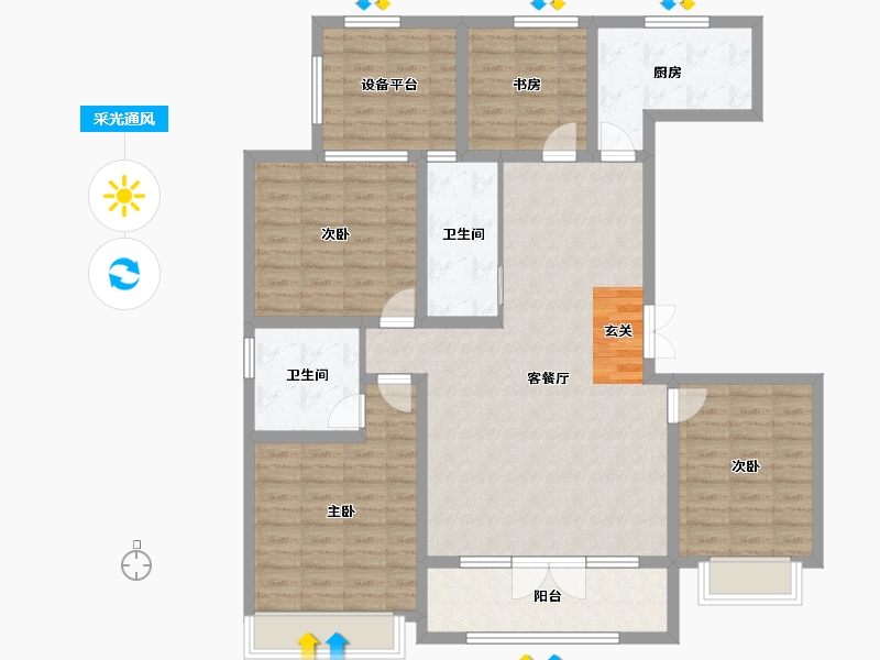 山东省-淄博市-淄博黄金城-124.00-户型库-采光通风