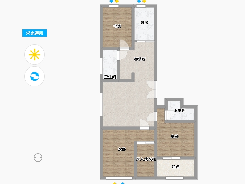 山东省-潍坊市-金庆御花园-76.53-户型库-采光通风