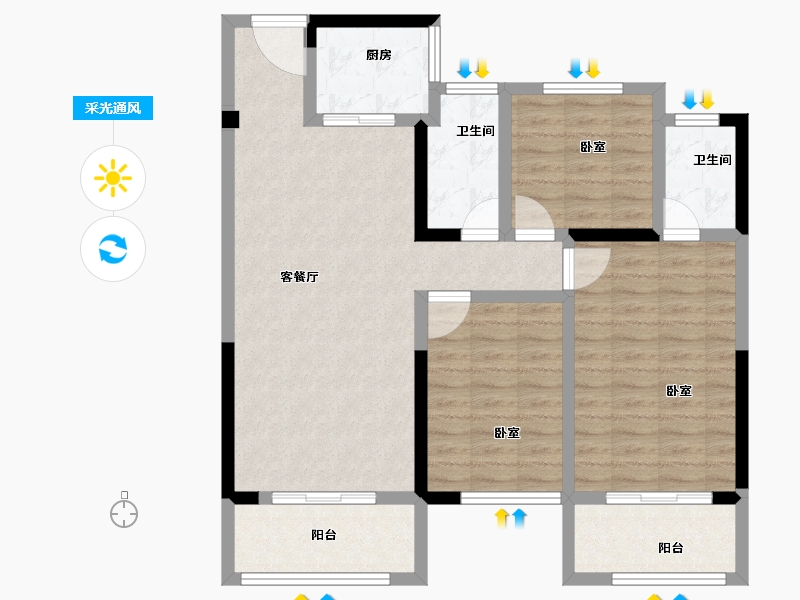 湖北省-荆州市-闽洪·水岸豪庭-95.00-户型库-采光通风