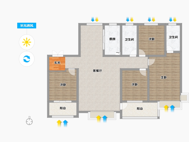 山东省-淄博市-乾元府-142.00-户型库-采光通风