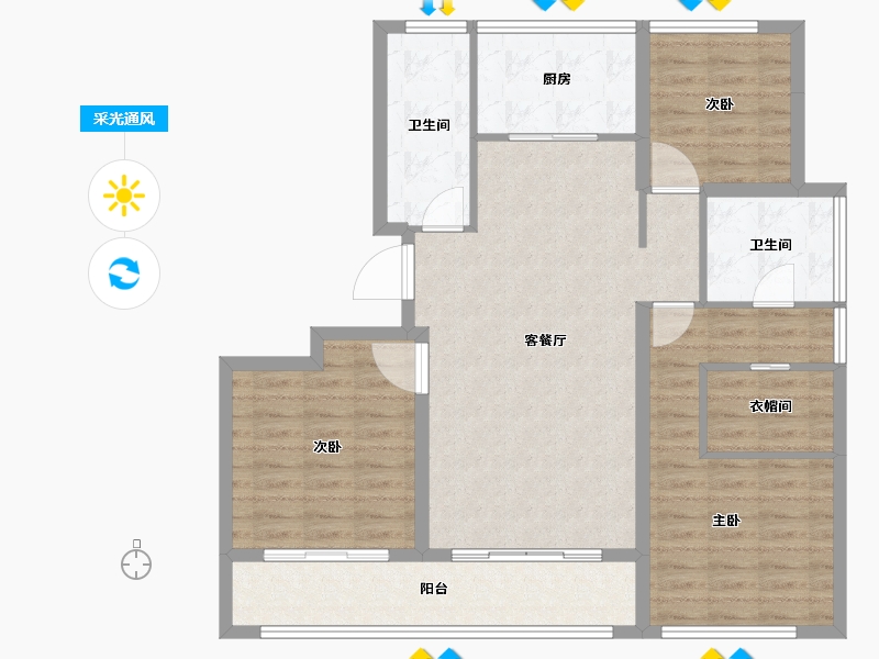 山东省-青岛市-绿城云栖-102.93-户型库-采光通风