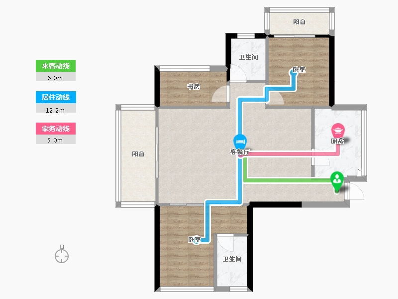 湖北省-十堰市-芳华里-84.37-户型库-动静线