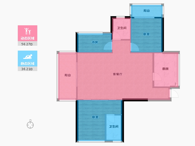 湖北省-十堰市-芳华里-84.37-户型库-动静分区