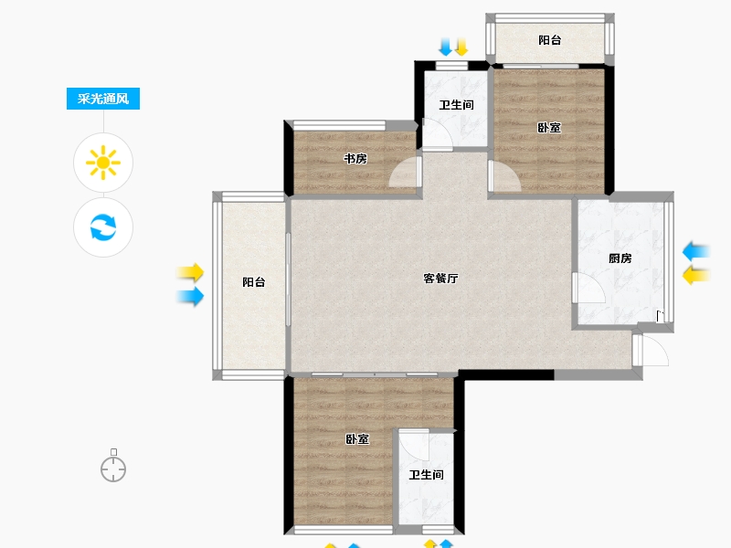 湖北省-十堰市-芳华里-84.37-户型库-采光通风