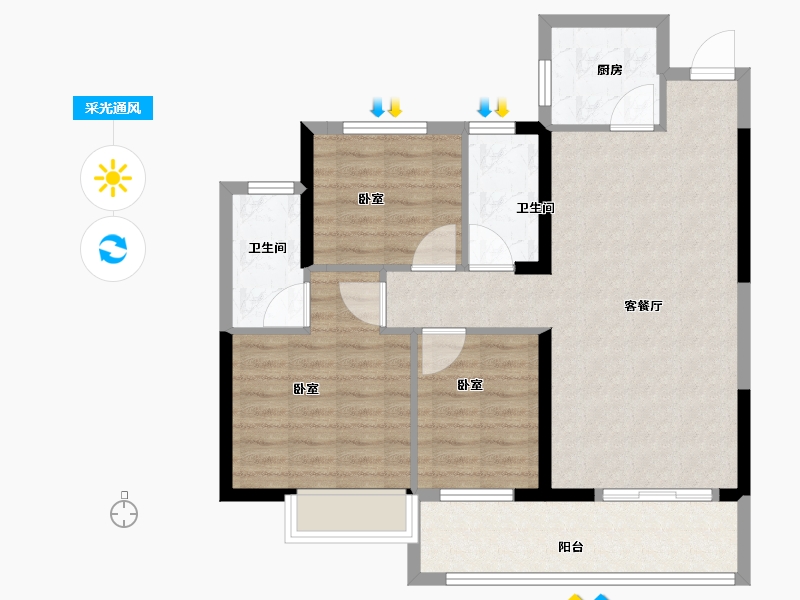 湖北省-武汉市-光谷新都-82.00-户型库-采光通风