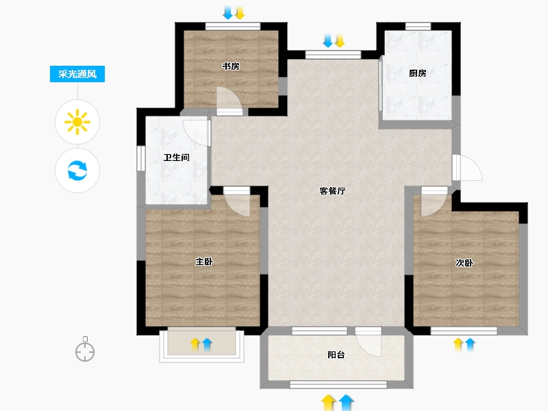 山东省-威海市-威高水韵康桥-86.18-户型库-采光通风