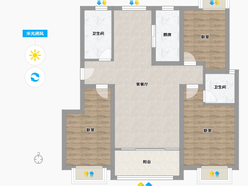 河南省-驻马店市-华府东方-82.25-户型库-采光通风