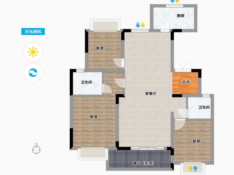 湖北省-武汉市-中建锦绣楚城-102.00-户型库-采光通风