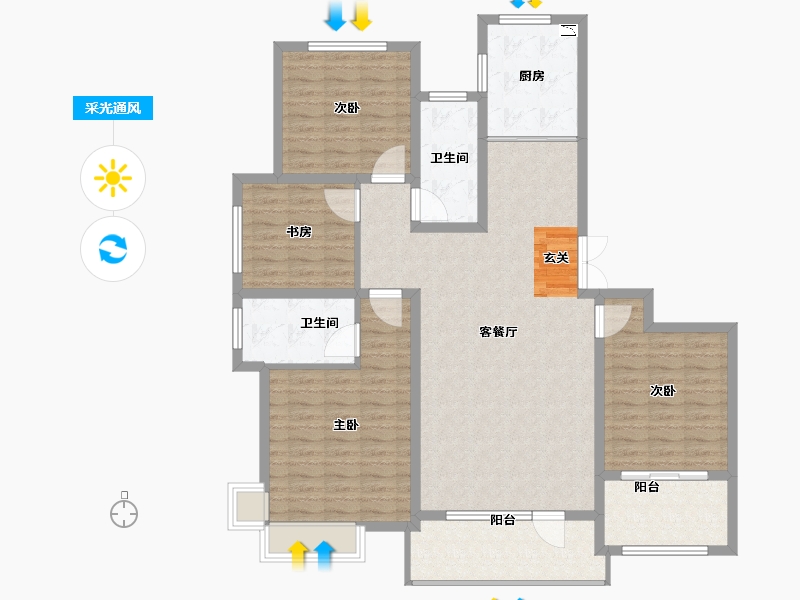 山东省-淄博市-乾元府-130.00-户型库-采光通风