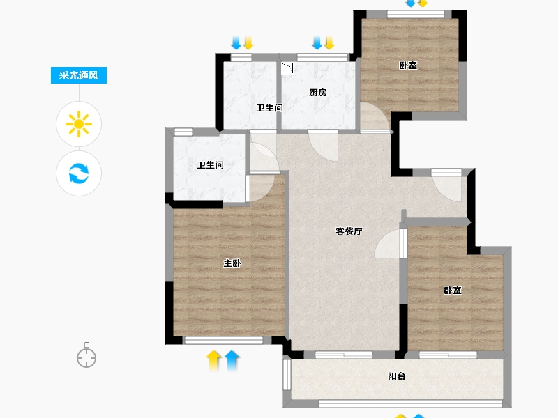 浙江省-宁波市-天阳大唐•凤澜邸-84.01-户型库-采光通风