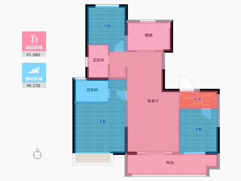 山东省-淄博市-淄博碧桂园云璟湾-99.45-户型库-动静分区