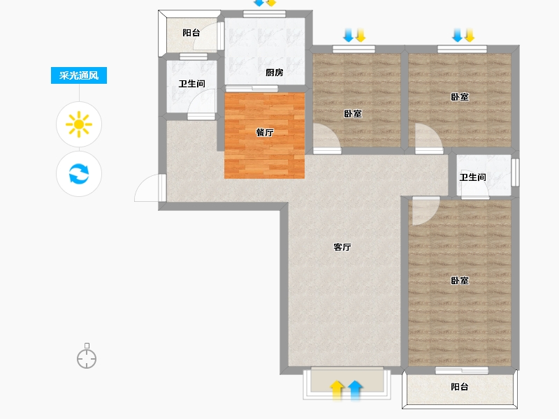 河南省-许昌市-荣城尚府-101.71-户型库-采光通风