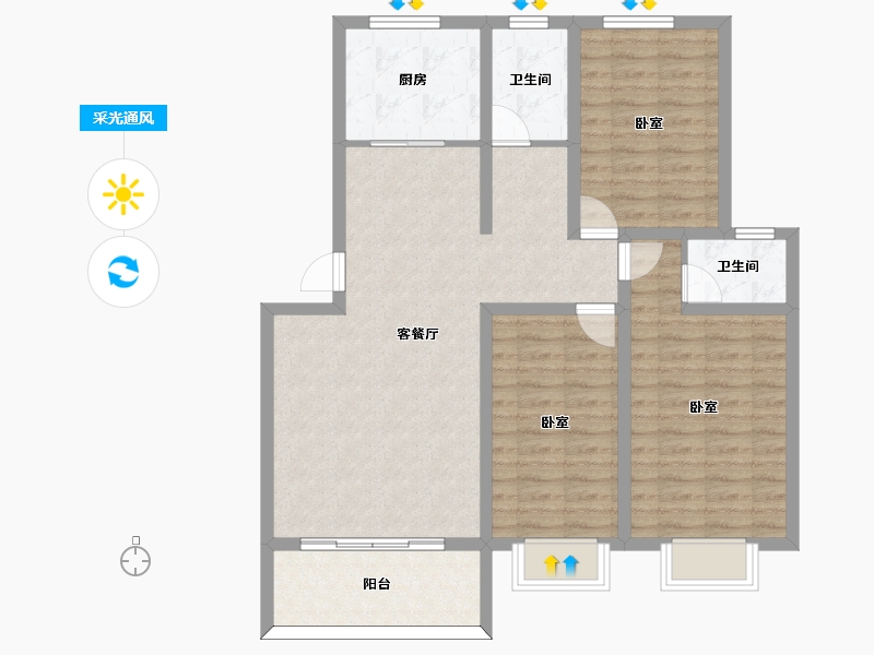 河南省-许昌市-荣城尚府-96.25-户型库-采光通风