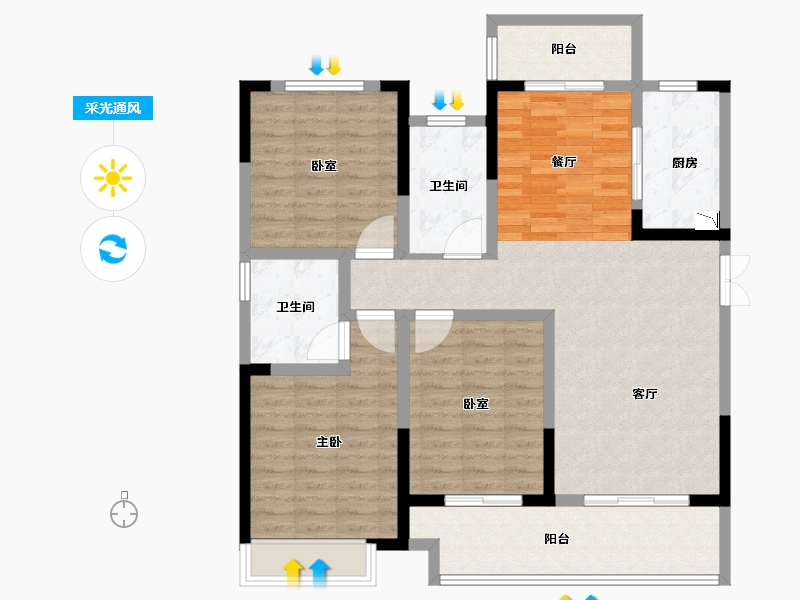 河南省-周口市-西华建业箕城上院-113.00-户型库-采光通风