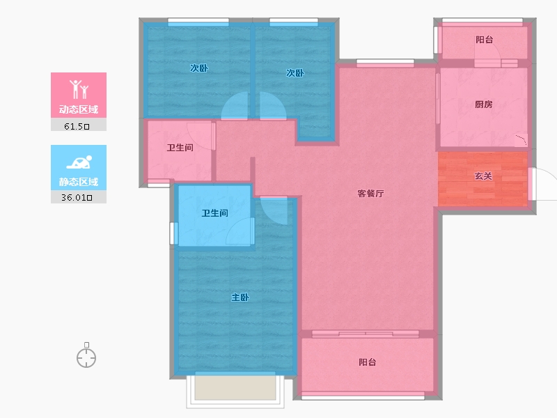 山东省-淄博市-淄博恒大御澜庭-87.41-户型库-动静分区