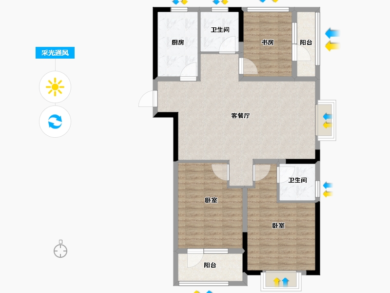 山东省-济宁市-亿丰壹品轩-98.00-户型库-采光通风