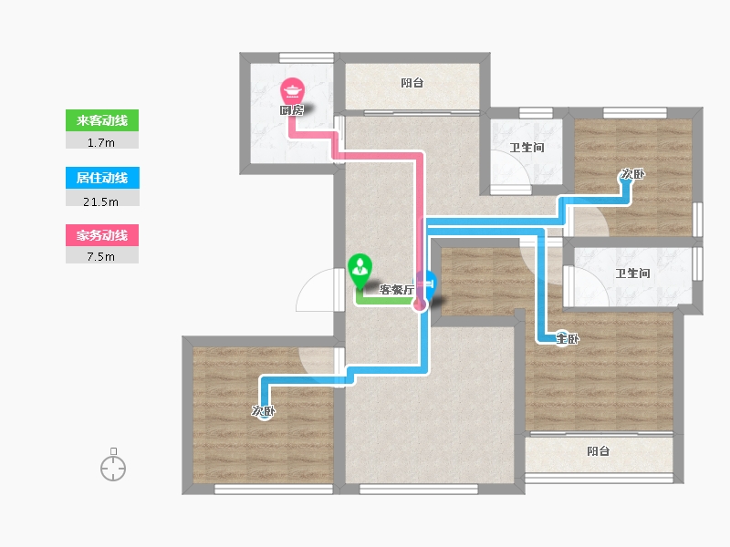 山东省-威海市-祥泰天泽府-83.52-户型库-动静线