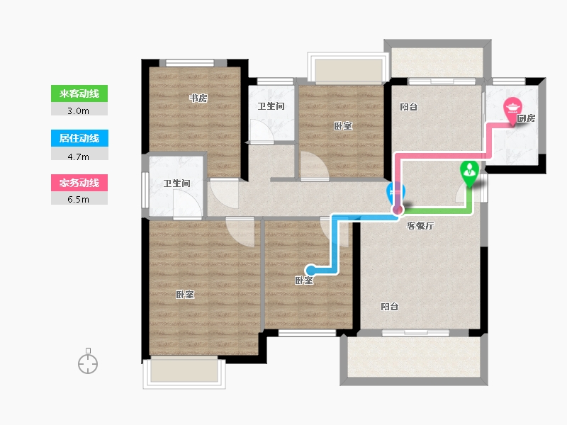 湖北省-武汉市-奥山汉口澎湃城铂悦府-102.23-户型库-动静线