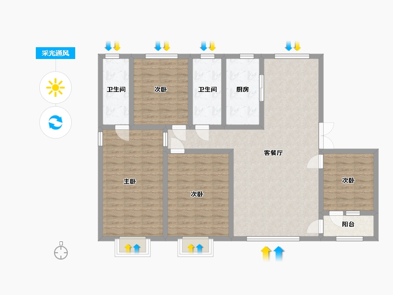 山东省-潍坊市-和扬·翠湖美墅-120.00-户型库-采光通风