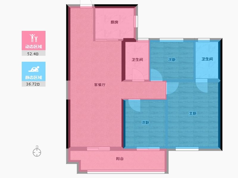 陕西省-西安市-碧桂园凤凰城-80.06-户型库-动静分区