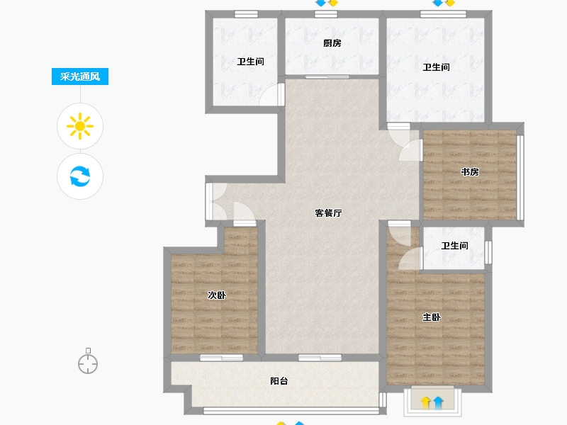 山东省-临沂市-史丹利四季长安-123.00-户型库-采光通风