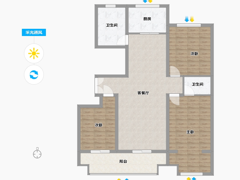 山东省-临沂市-史丹利四季长安-114.00-户型库-采光通风