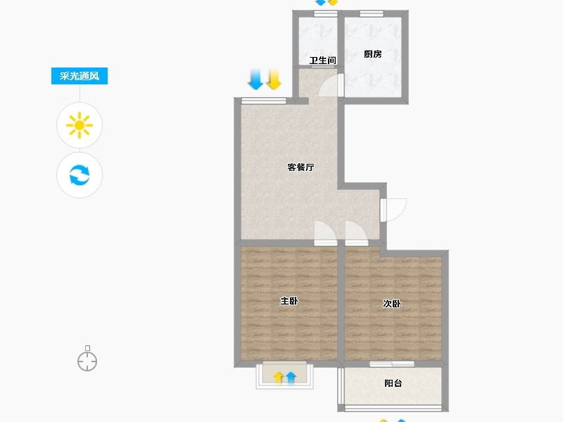 山东省-潍坊市-甘棠德智园-74.40-户型库-采光通风