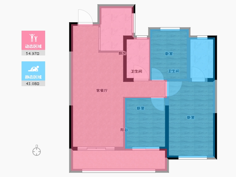 湖北省-武汉市-正荣紫阙台-88.00-户型库-动静分区