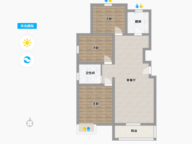 山东省-临沂市-华业书香尚城-80.30-户型库-采光通风