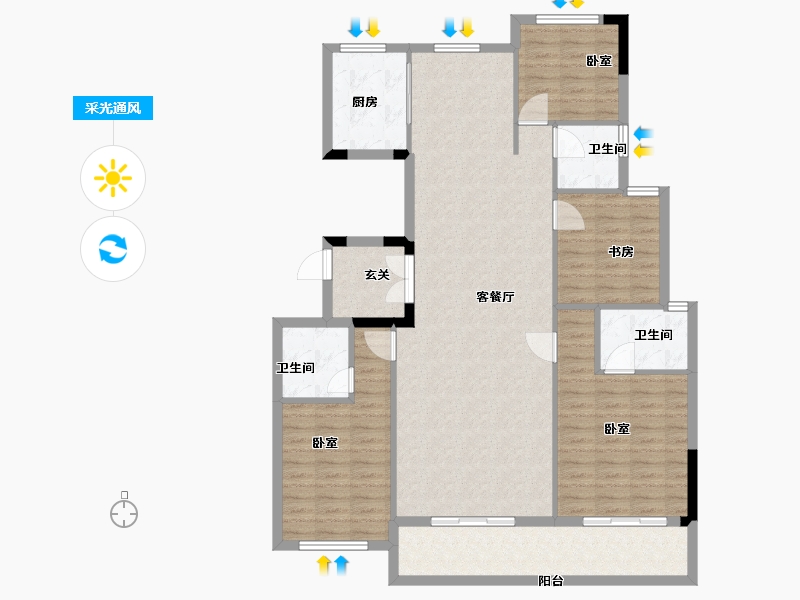 湖北省-武汉市-翰林尚苑-130.00-户型库-采光通风