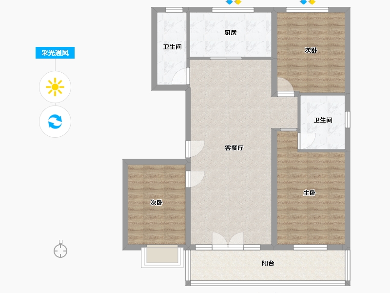 山东省-潍坊市-邦泰·天璞-105.31-户型库-采光通风