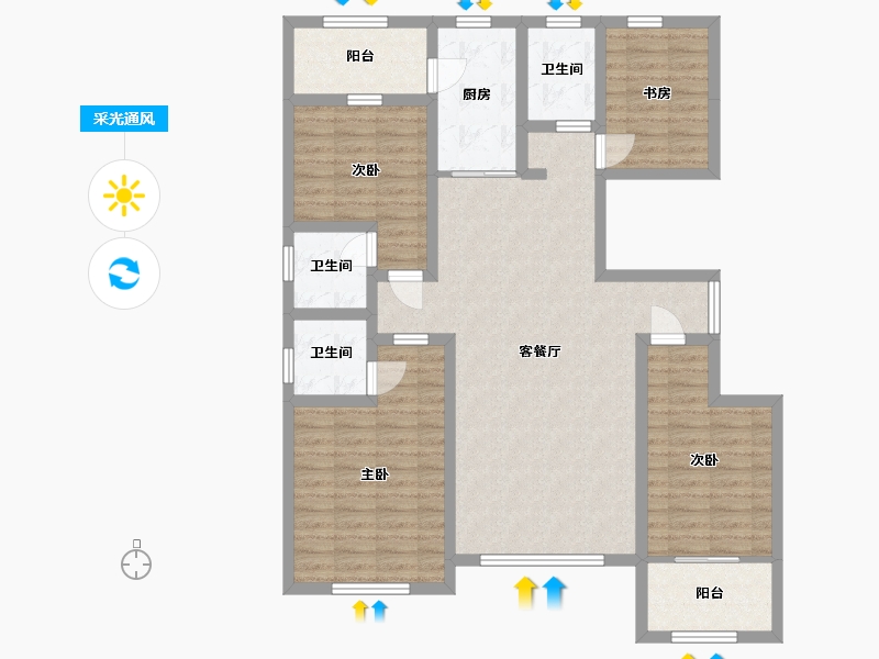 山东省-潍坊市-金庆御花园-112.48-户型库-采光通风