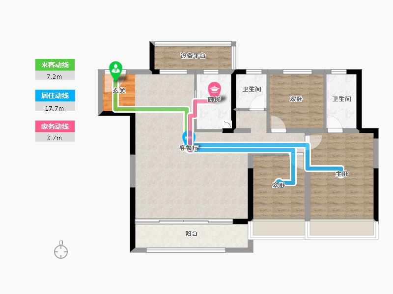 山东省-淄博市-璀璨珑府-105.63-户型库-动静线